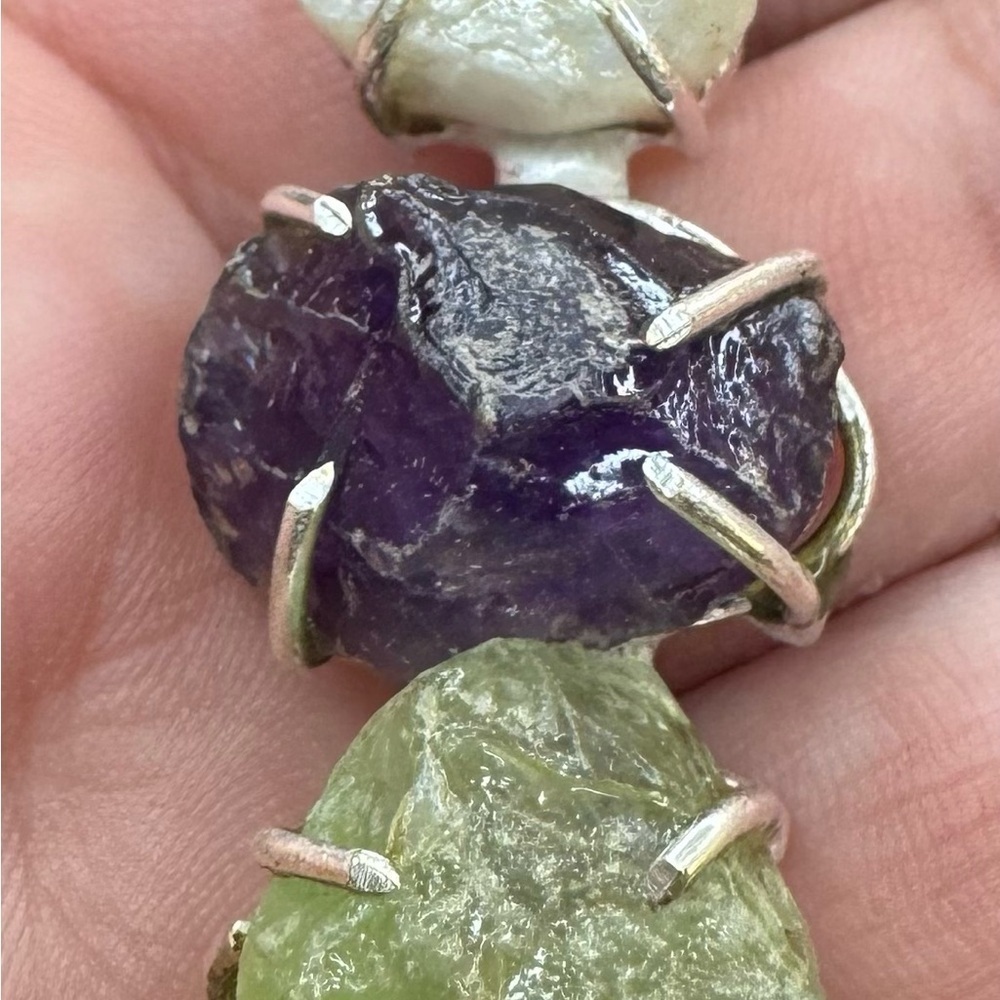 Amethyst and Moonstone Gemstone Pendant 2.2" - Picture 3 of 5